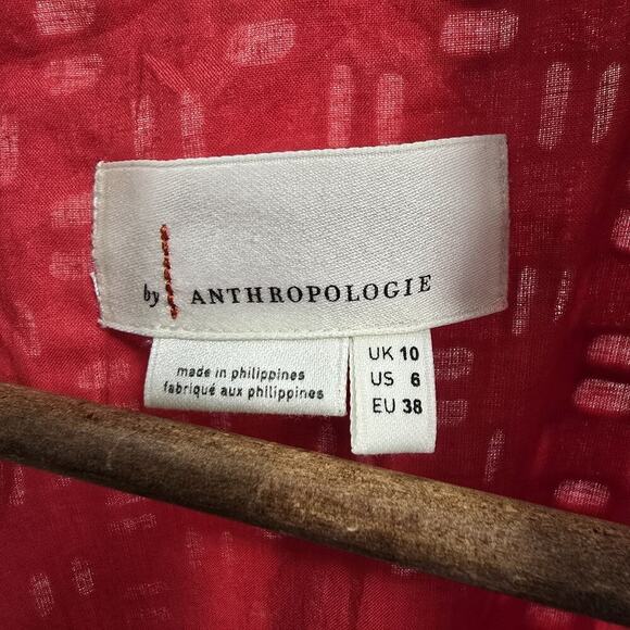 Anthropologie Romper Womens Small 6 Red Eyelet Belted Shorts Jumpsuit Pin Up V - Picture 3 of 13